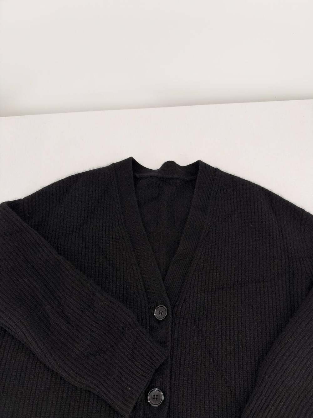 Jenni Kayne Cocoon Black Cashmere Deep V-Neck Oversized Relaxed Cardigan